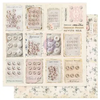 Papier „Tattered Beauties Buttons &amp; Keepsakes” firmy Prima Marketing, 30 x 30 cm