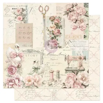 Papier „A Beautiful Story Buttons &amp; Keepsakes” firmy Prima Marketing, 30 x 30 cm