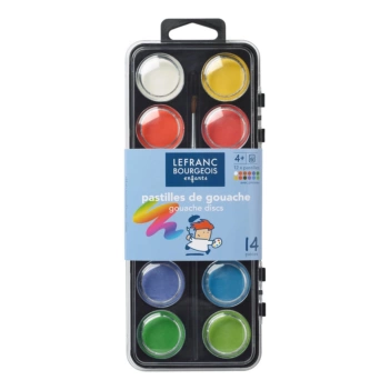 Lefranc & Bourgeois Set 12 sortierte Gouache-Tabletten und Pinsel 