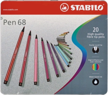 Rotulador premium STABILO Pen 68 - Caja de metal con 20 colores surtidos
