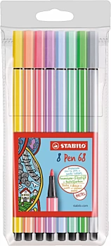 Rotulador premium STABILO Pen 68 - Estuche de plástico 8 und pastel