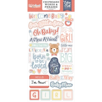 Die-Cuts autocolantes de Chipboard palavras e frases Baby on Board Girl Echo Park