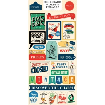 Carta Bella Mercantile Chipboard Die-Cuts Wörter und Sätze