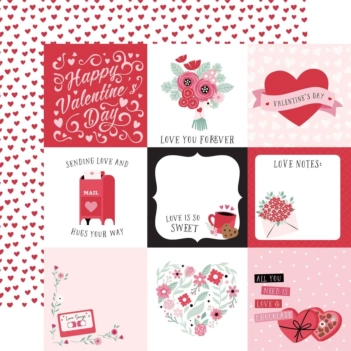 Papel 4"x4" Journaling Cards Valentine's Day Echo Park 30x30cm
