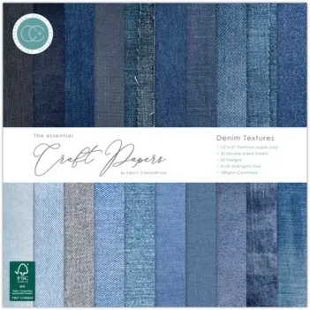 Craft Consortium Scrapbookingset Denim Textures  30x30cm