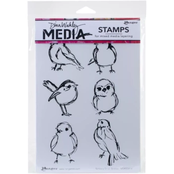 Scribbly kleine vogeltjes Dina Wakley Media Ranger stempels