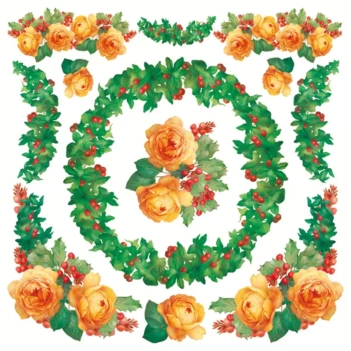 SUPER DEAL **40%** Stamperia Rice Paper Napkin Roses and Holly 50x50cm