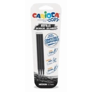 Carioca Pack 3 Oops Pop Erasable Black Ballpoint Pen Refills