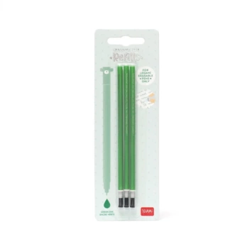 Set de 3 recambios Bolígrafo de gel borrable Erasable Pen Verde Legami
