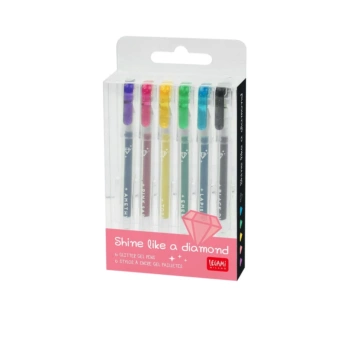 Set de 6 bolígrafos mini de Gel con Purpurina Shine Like a Diamond Legami