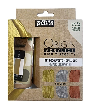 Set 3 acrílicos ecológicos primarios iniciación Origin Pebeo 60ml