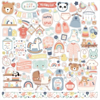 Cardstock Stickers Baby on Board Girl Echo Park 30x30cm