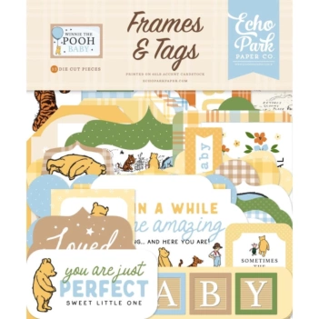 Die-cuts ephemera moldura e tags Winnie The Pooh Baby Echo Park