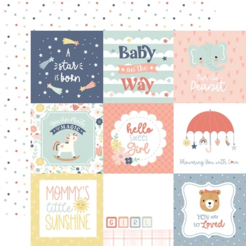 Papel 4"x4" Journaling Cards Baby on Board Girl Echo Park 30x30cm