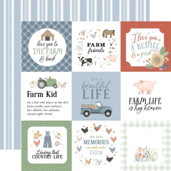 Papel 4x4 Journaling Cards On The Farm Carta Bella 30x30cm