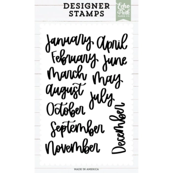Tampons transparents Months Of The Year Script Designer 2025 Echo Park