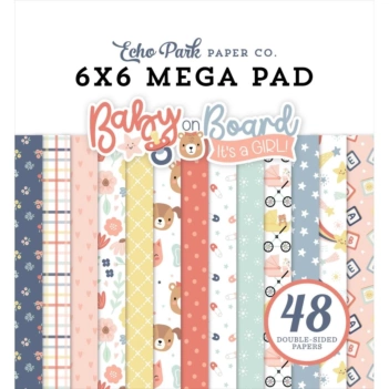 Echo Park Baby on Board Girl Scrapbooking Set Mega Paper Pad 15x15cm