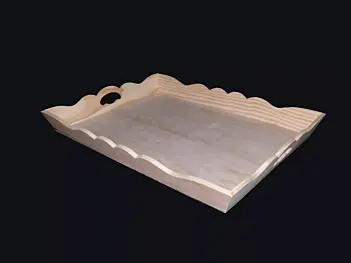 Überbackenes Holztablett
