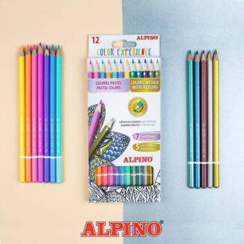 Set 12 lápices de colores pastel y metálicos Alpino
