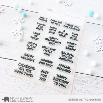 Mama Elephant Transparante Stempelset Essential Tag Sayings