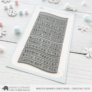 Fustella Winter Banner Greetings Mama Elephant
