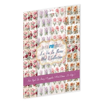 Kit 4 papeles de arroz Mix II La Vie en Fleurs II PapersForYou 54x33cm