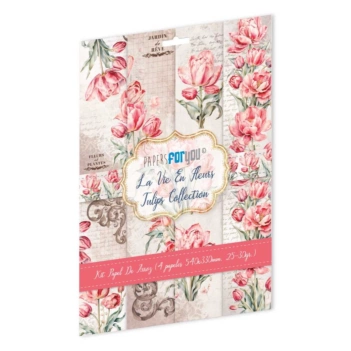 Kit 4 papeles de arroz Tulips La Vie en Fleurs II PapersForYou 54x33cm