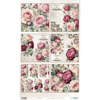 Rijstpapier Rosé VI La Vie en Fleurs II PapersForYou 54x33cm