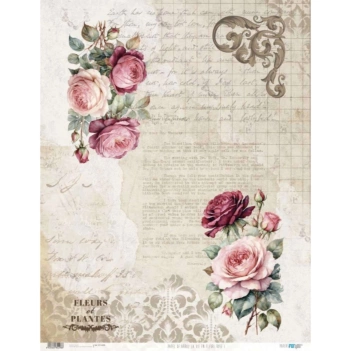 Papel de Arroz Rosé I La Vie en Fleurs II PapersForYou 54x70cm