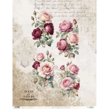 Papel de Arroz Rosé III La Vie en Fleurs II PapersForYou 54x70cm
