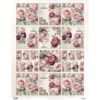 Papel de arroz Rosé VI La Vie en Fleurs II PapersForYou 54x70cm