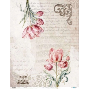 Papel de Arroz Tulips I La Vie en Fleurs II PapersForYou 54x70cm