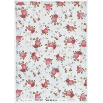 Rice paper Flowers on Orita manuscript 29x41cm