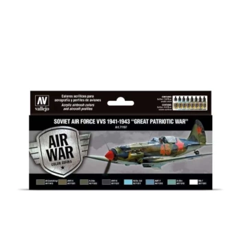 Set 8 pinturas para modelismo 197 Soviet Air Force VVS 1941 to 1943 “Great Patriotic War” Air War Vallejo 17ml