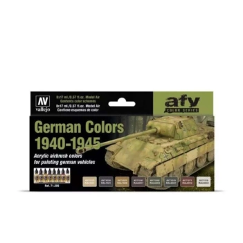 Set 8 modelverven 206 Duitse kleuren 1940-1945 AFV Vallejo 17ml