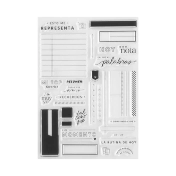 Kit de carimbos acrílicos Tramas Journaling Memory Loquer Lora Bailora