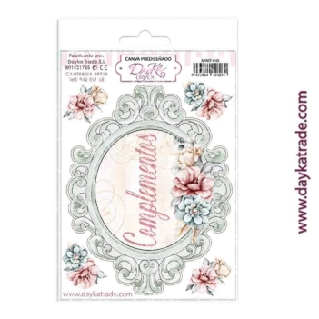 Tecido para Scrapbooking e Cartonagem Moldura Complementos e Flores 12x17cm