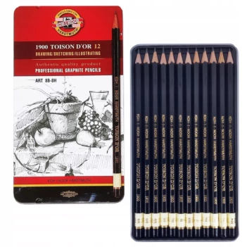 Koh-i-Noor Metal box of 12 Toison D'or graphite pencils