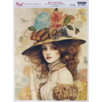 Papel de Arroz Mujer con Sombrero Rich 29x42cm