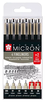 Set rotulador negro Pigma Micron PN y bloc de dibujo Negro Sakura 13x21cm