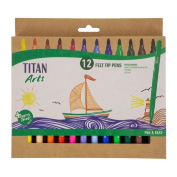 Set 12 assorted coloured marker pens Fun &amp; Easy Titan