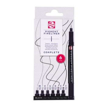 Zestaw 6 czarnych markerów Pigment Fineliner Talens