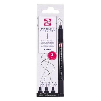 Set 3 black markers Pigment Fineliner Talens F