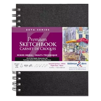 Carnet de croquis Zeta Médium mixte Noir Stillman & Birn 15x20cm