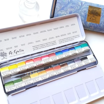 A.Gallo Metallbox 24 Aquarell Halb Godet  