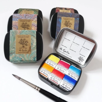 A.Gallo Metallbox 6 Aquarell Halb Godet  
