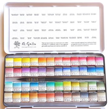 Boîte métallique 48 demi godet aquarelle Collection A. Gallo