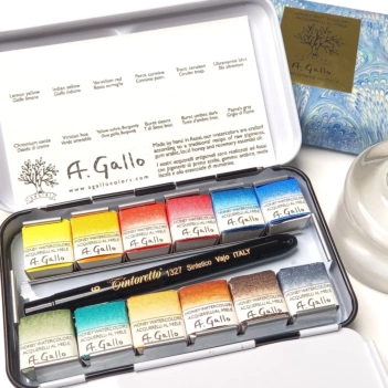 A.Gallo Metallbox 12 Aquarell Halb Godet  