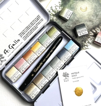 A.Gallo Metallbox 12 Aquarell Halb Godet  