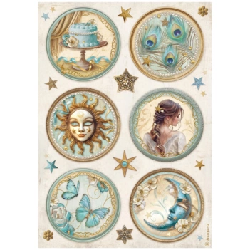 Masquerade Stamperia Rice Paper Circles 21x30cm